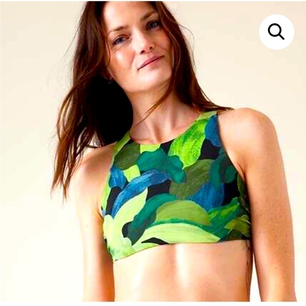 Athleta Maldives Bra Cup Bikini Top in Liana Floral Green 32B / C New with tags!